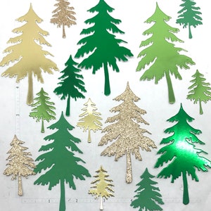 Die Cuts Woodland Pine Christmas Trees 15 Pieces Foil Mirror Glitter Specialty Basic Cardstock Pine Trees Die Cuts Paper Trees for Cards