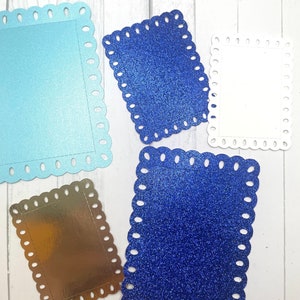 Die Cuts Scalloped Background 5 Pieces Foil Basic Cardstock Card Backgrounds Scalloped Layering Rectangle Panels for Cards and Journals
