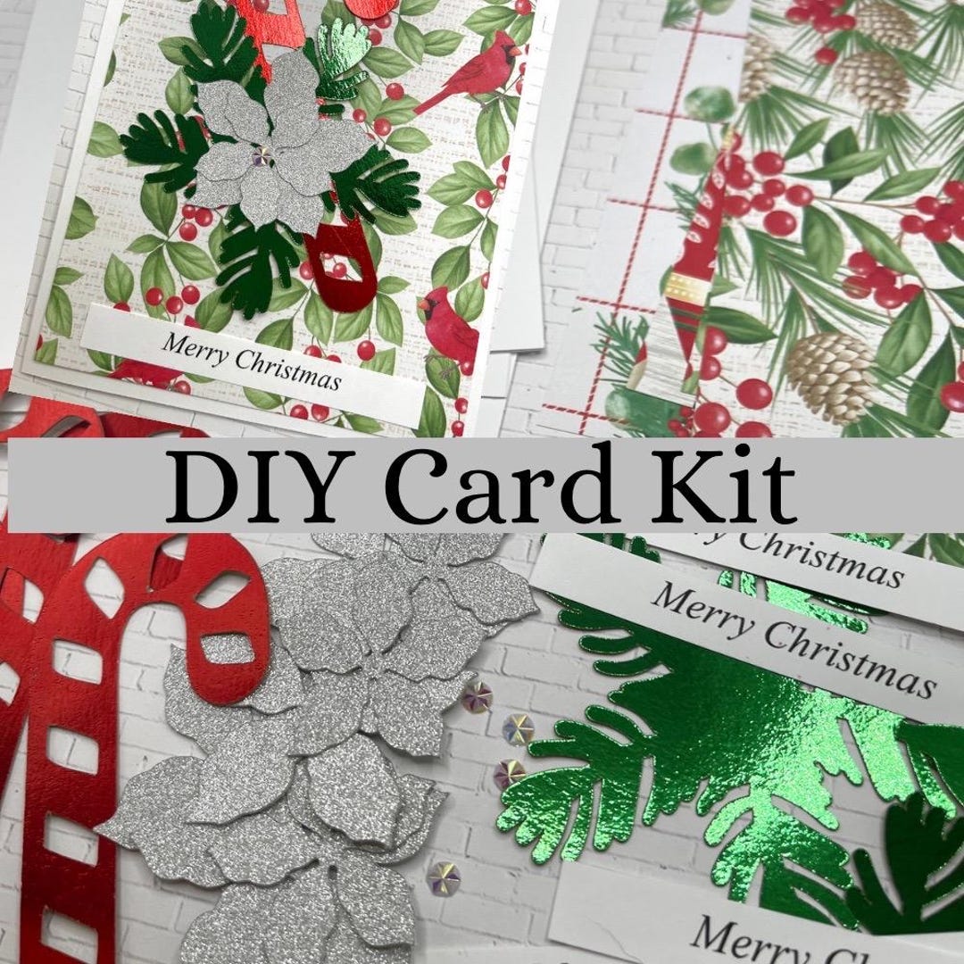 DIY Christmas Card Kit - 4 Cards - Make Your Own Holiday Greeting Cards ...