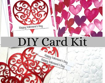 DIY Heart Card Making Kit: 4 Filigree Valentine's Day Cards