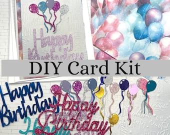 DIY Happy Birthday Card Kit 4 Cards Make Your Own Holiday Greeting Cards Birthday A2 Simple Easy Creative Card Kit