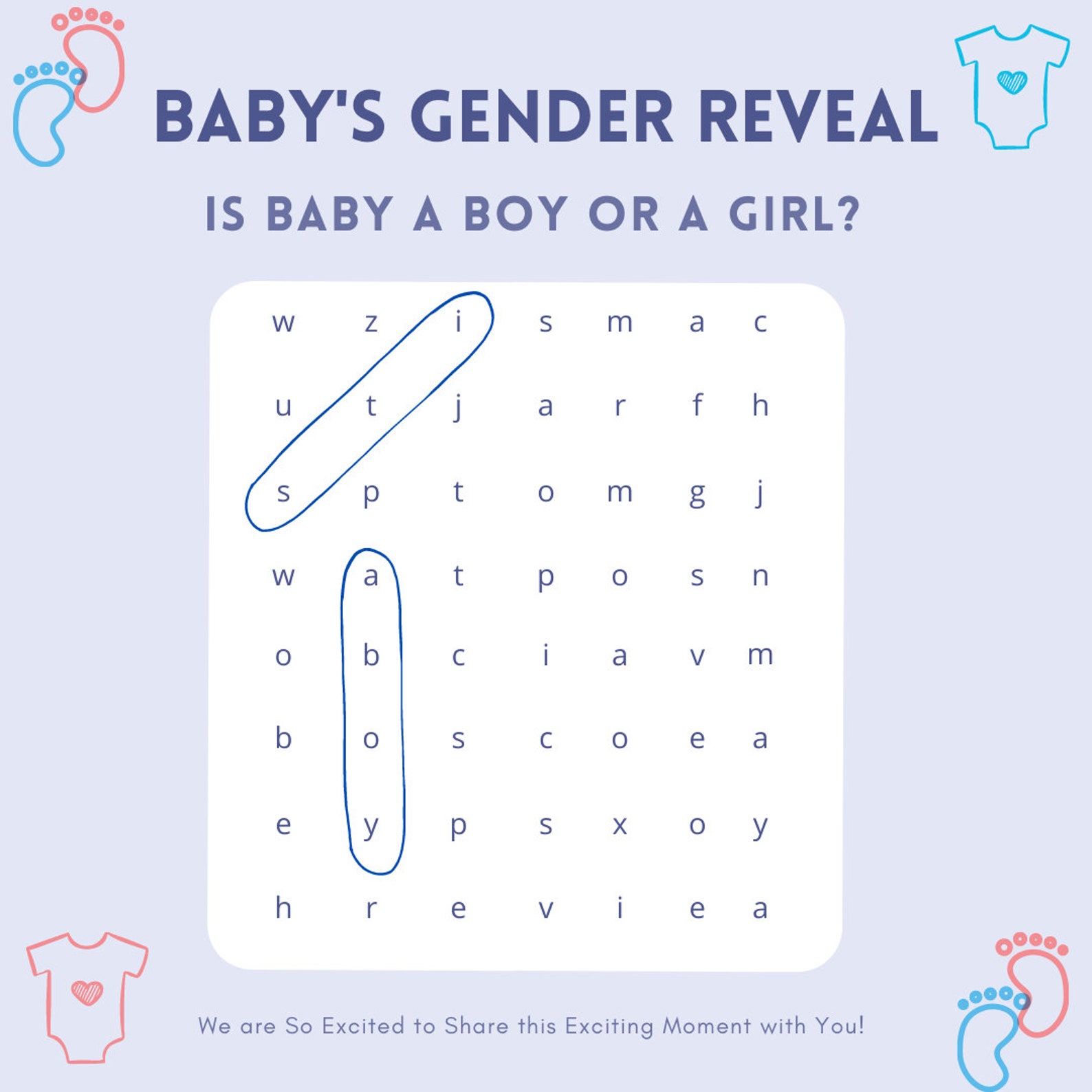 Baby Gender Reveal Word Search Game Gender Reveal Ideas - Etsy