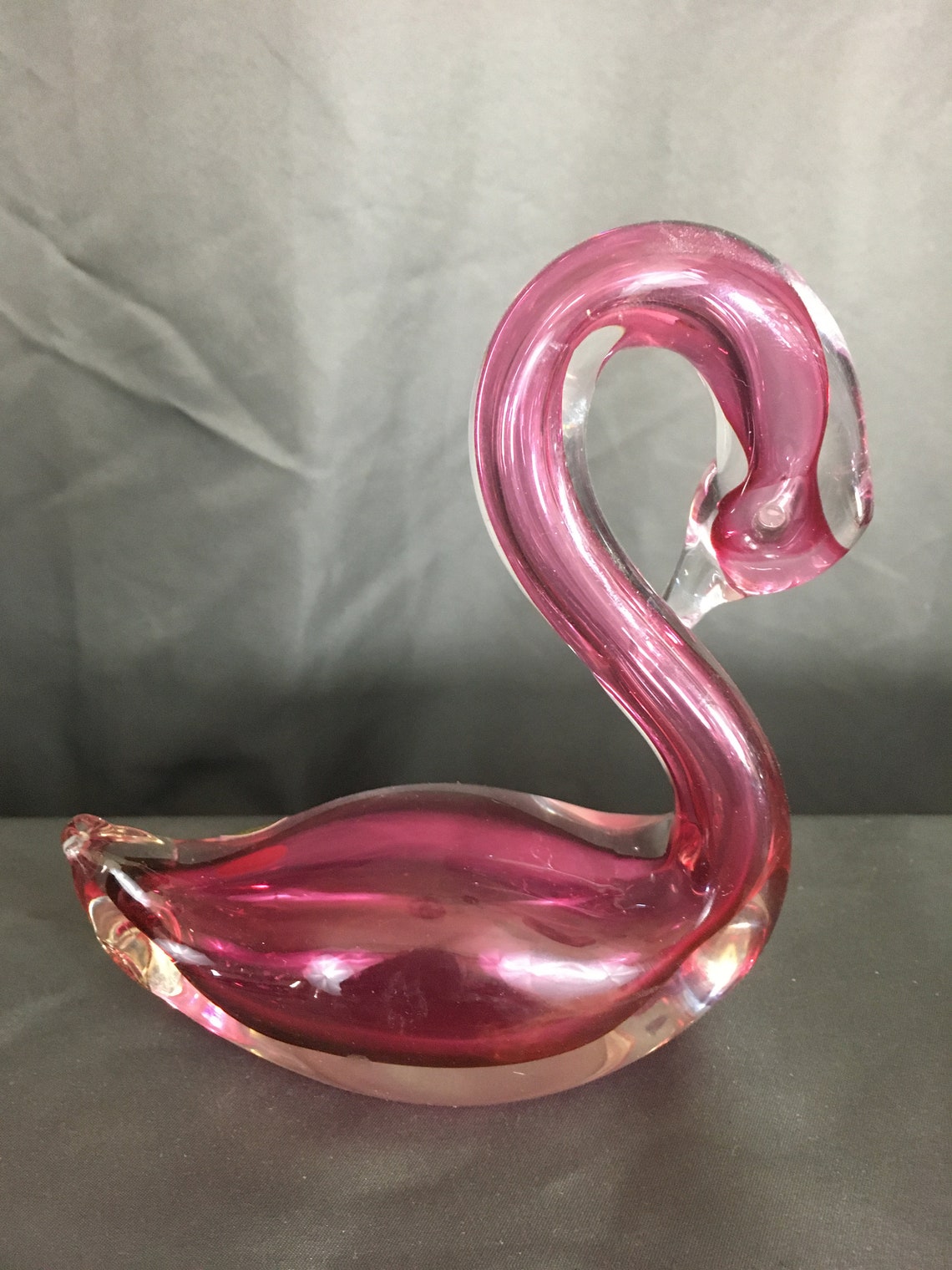 2 Rossi Purple/Clear Glass Swans w/Original Labels Etsy