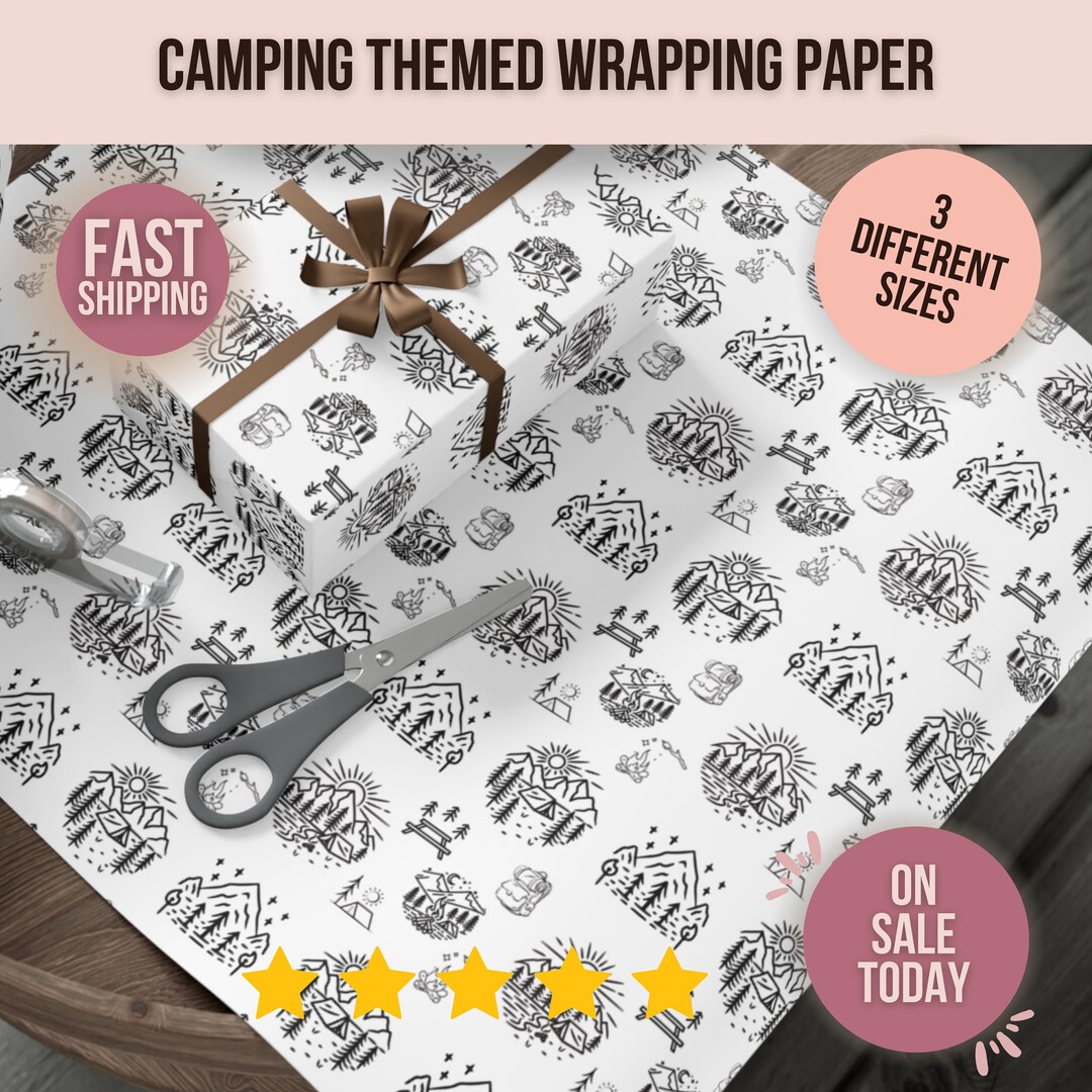 Camping Wrapping Paper Gift Wrap Paper for Camper Gift for Etsy