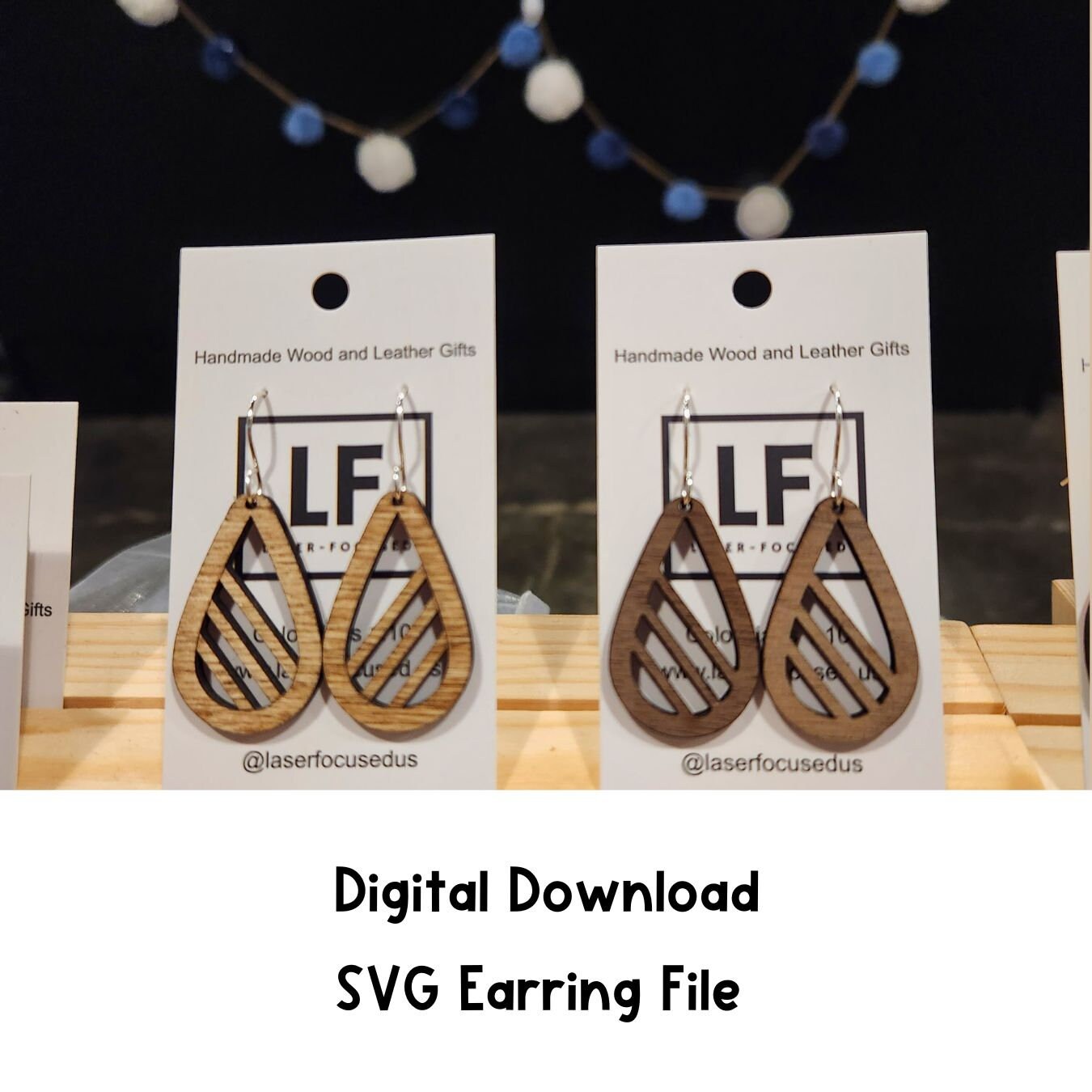 Laser Cut Teardrop Earring SVG File: Dangle Earring Template (digital ...
