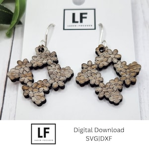 Laser Cut Boho Daisy Flower Earrings SVG: Glowforge/XTool File (Digital Download)