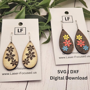 Floral Teardrop Earrings SVG: Laser Cut File (Digital Download)