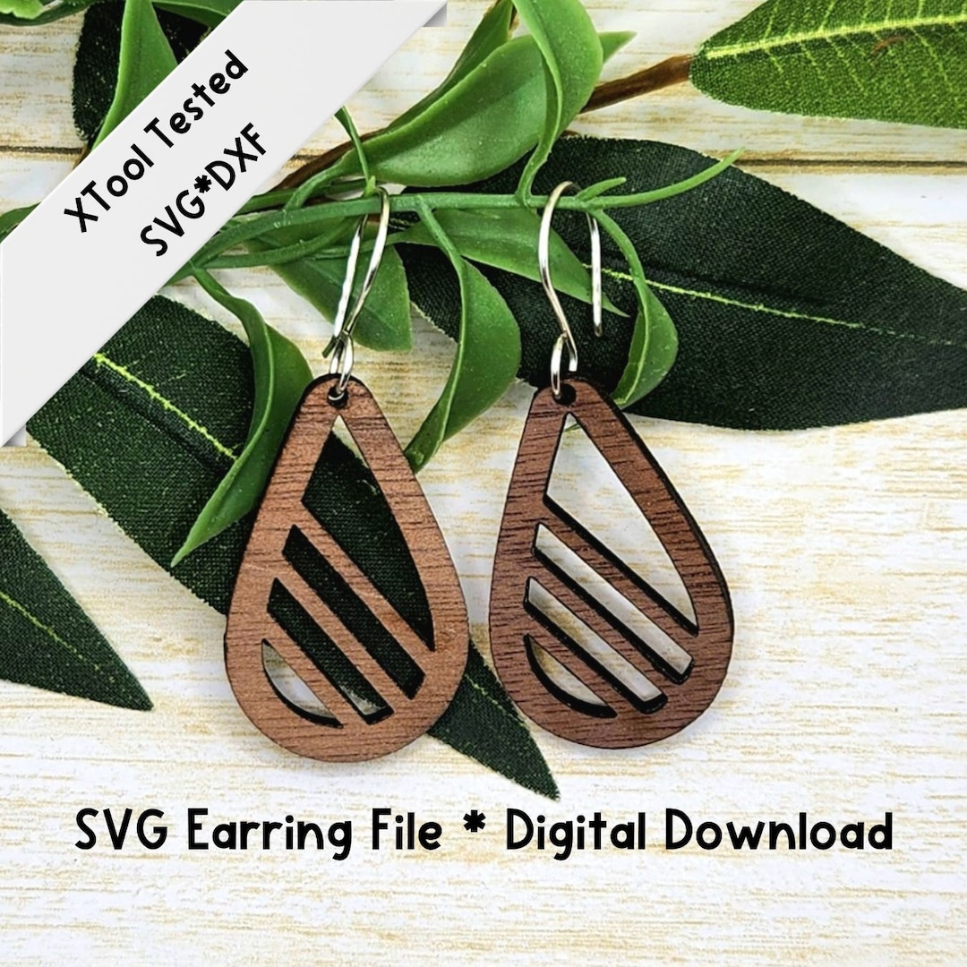 Laser Cut Teardrop Earring SVG File: Dangle Earring Template (digital ...