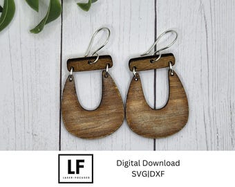 Retro Boho Dangle Earring SVG File: Geometric Laser Cut Design (Digital Download)