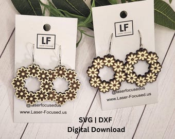 Laser Cut Flower Earrings SVG Bundle: Daisy Jewelry File (Digital Download)