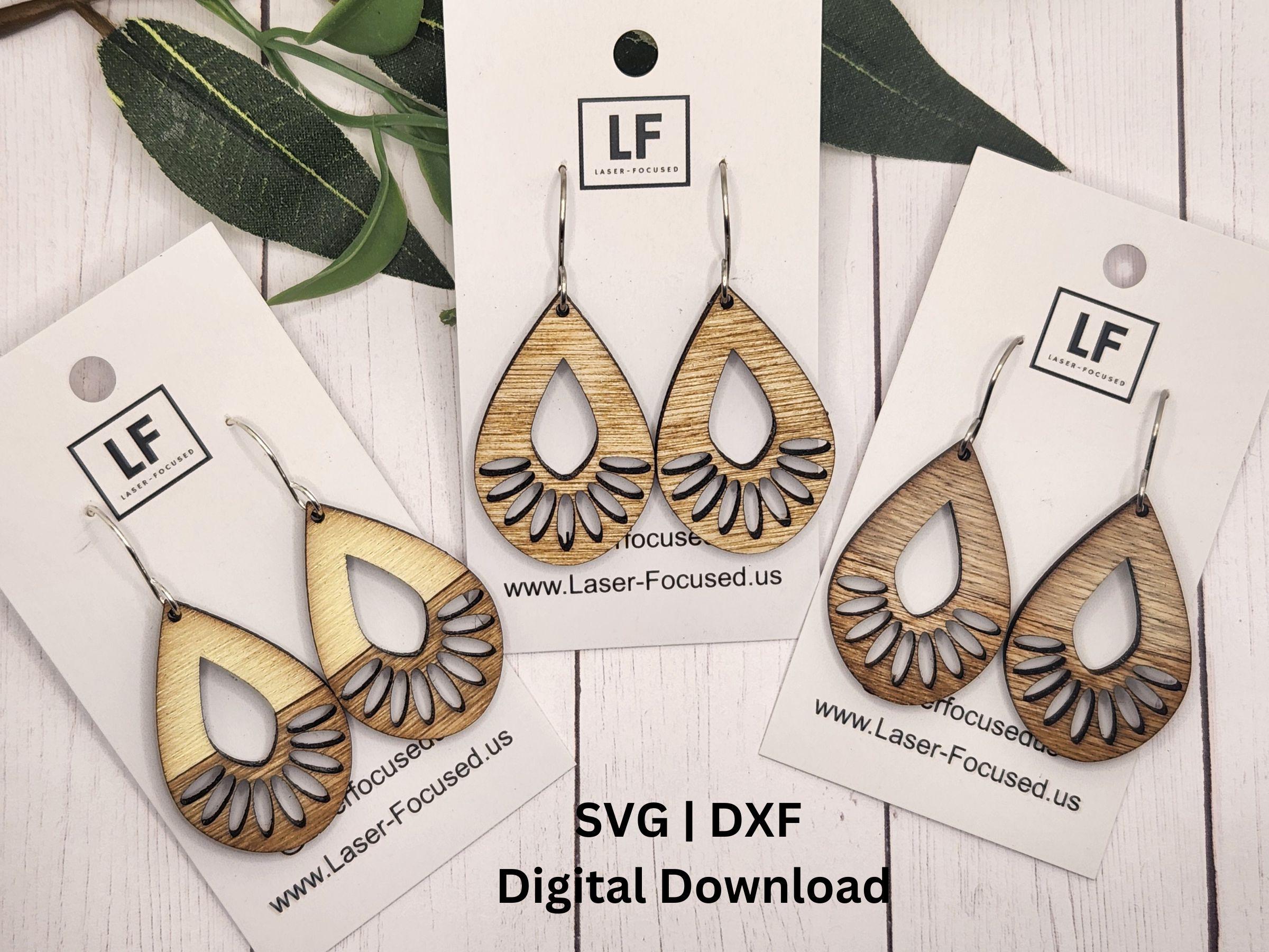 Laser Cut Teardrop Earring SVG Bundle: Wood Jewelry Files (Digital Download)