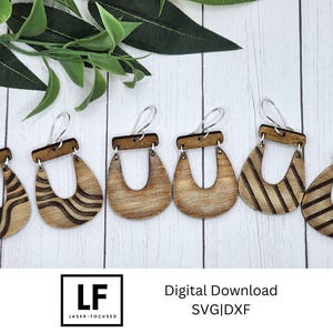 Retro Waves and Stripes Dangle Earrings svg File, Earring SVG Bundle, Laser Cut File, Laser Engraved svg Bundle, Glowforge XTool Instant Download Wood Acrylic