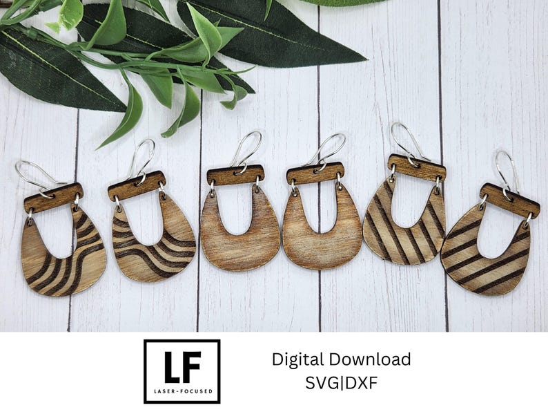 Retro Waves and Stripes Dangle Earrings svg File, Earring SVG Bundle, Laser Cut File, Laser Engraved svg Bundle, Glowforge XTool Instant Download Wood Acrylic