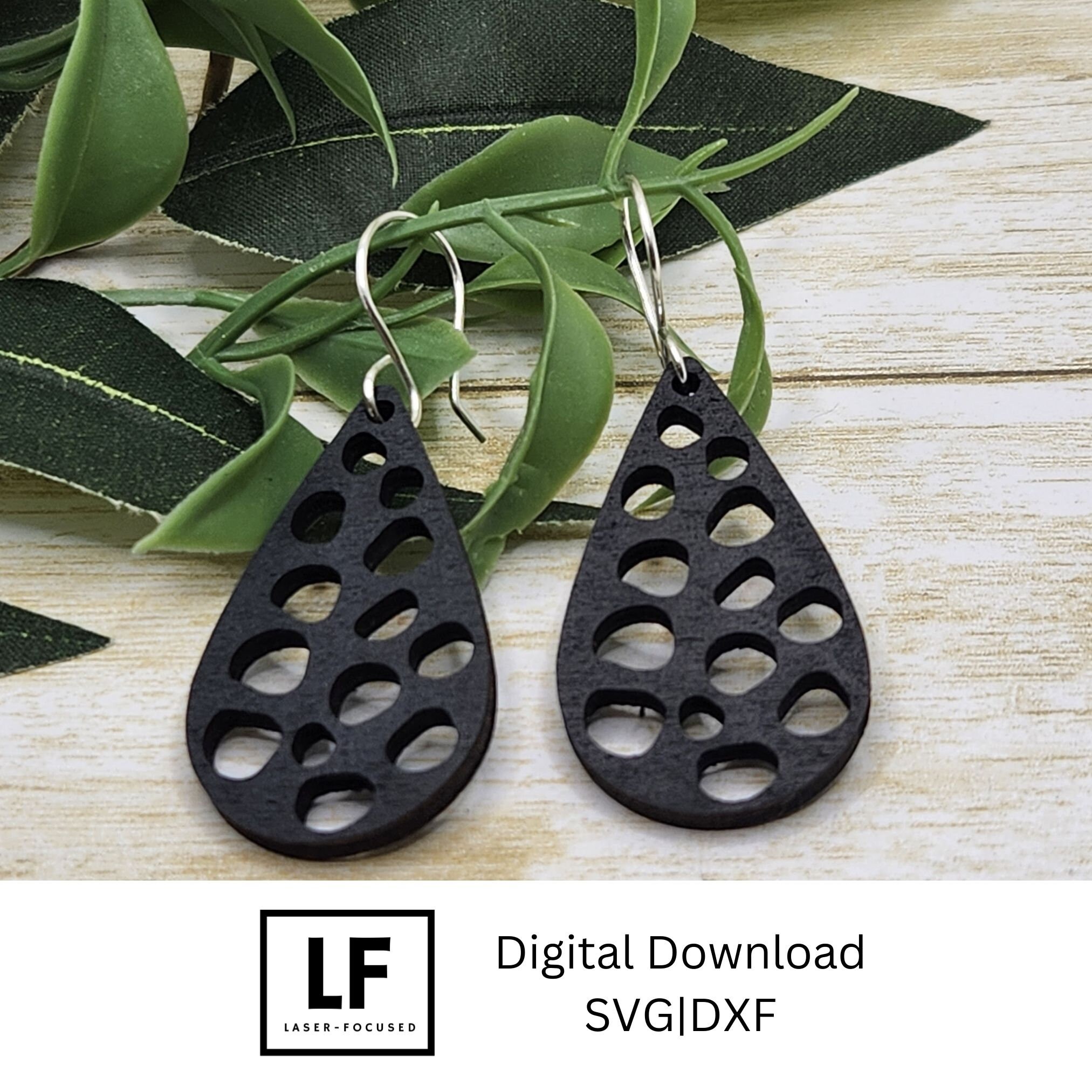 Pebbles and Stones Teardrop Earring SVG File for Laser Cut Wood ...
