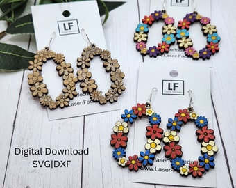 Boho Flower Dangle Earrings SVG Laser Cut File (Digital Download)