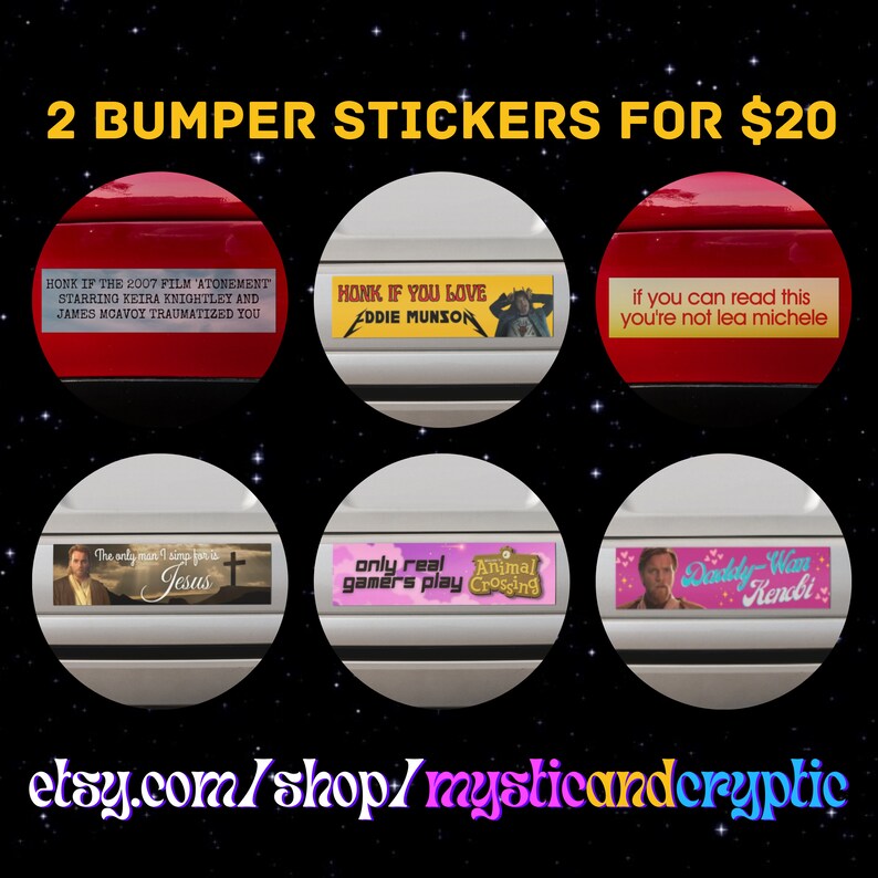 2 for 20 Funny Bumper Stickers Gen Z Cursed Meme Car Decal Etsy