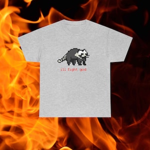 Chaotic Raccoon Shirt, I&#39;ll fight God.  I don&#39;t want to work, Anti-Captialism, Funny Graphic Tee, Cursed Meme Shirt, Leftist Tee, Oversize
