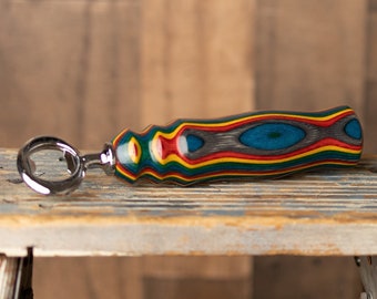 Handmade Bottle Opener - Spectraply, Blue/Green/Yellow/Red/Gray