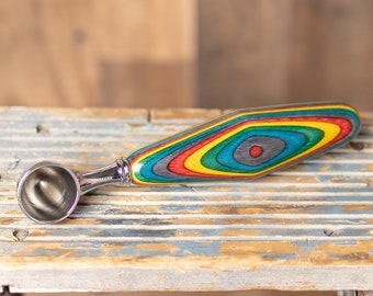 Handmade Coffee Scoop - Spectraply, Gray/Blue/Green/Yellow/Red