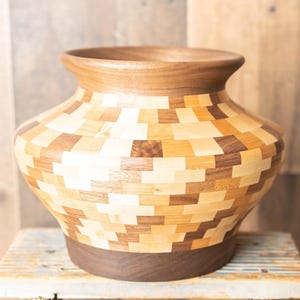 Handmade Segmented Bowl - Walnut, Maple, Cherry