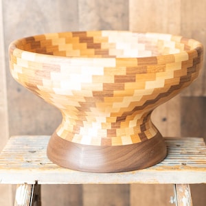 Handmade Segmented Bowl - Walnut, Maple, Cherry
