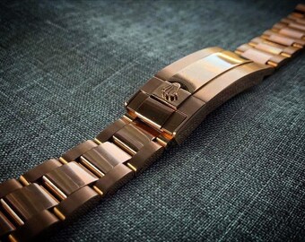 Rolex gold watches | Etsy 20mm Leather Band 24K Gold ROLEX buckle