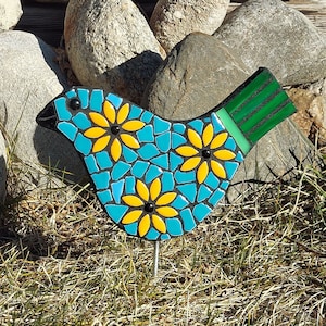 Mosaik Special Bird Yard Art in Blau