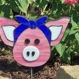 Mosaic Pink Pig Yard Art