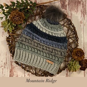 Hand Crocheted Beanie Mountain Ridge