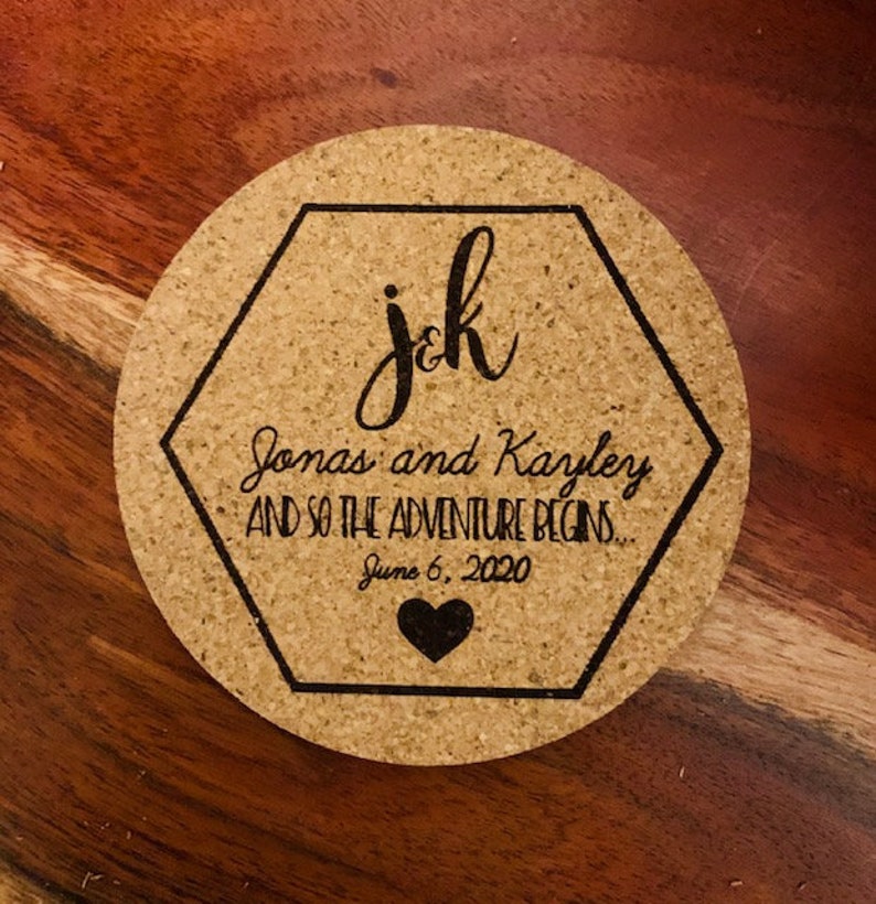 Monogrammed Cork Coaster Round Coaster Personalized Coaster Etsy