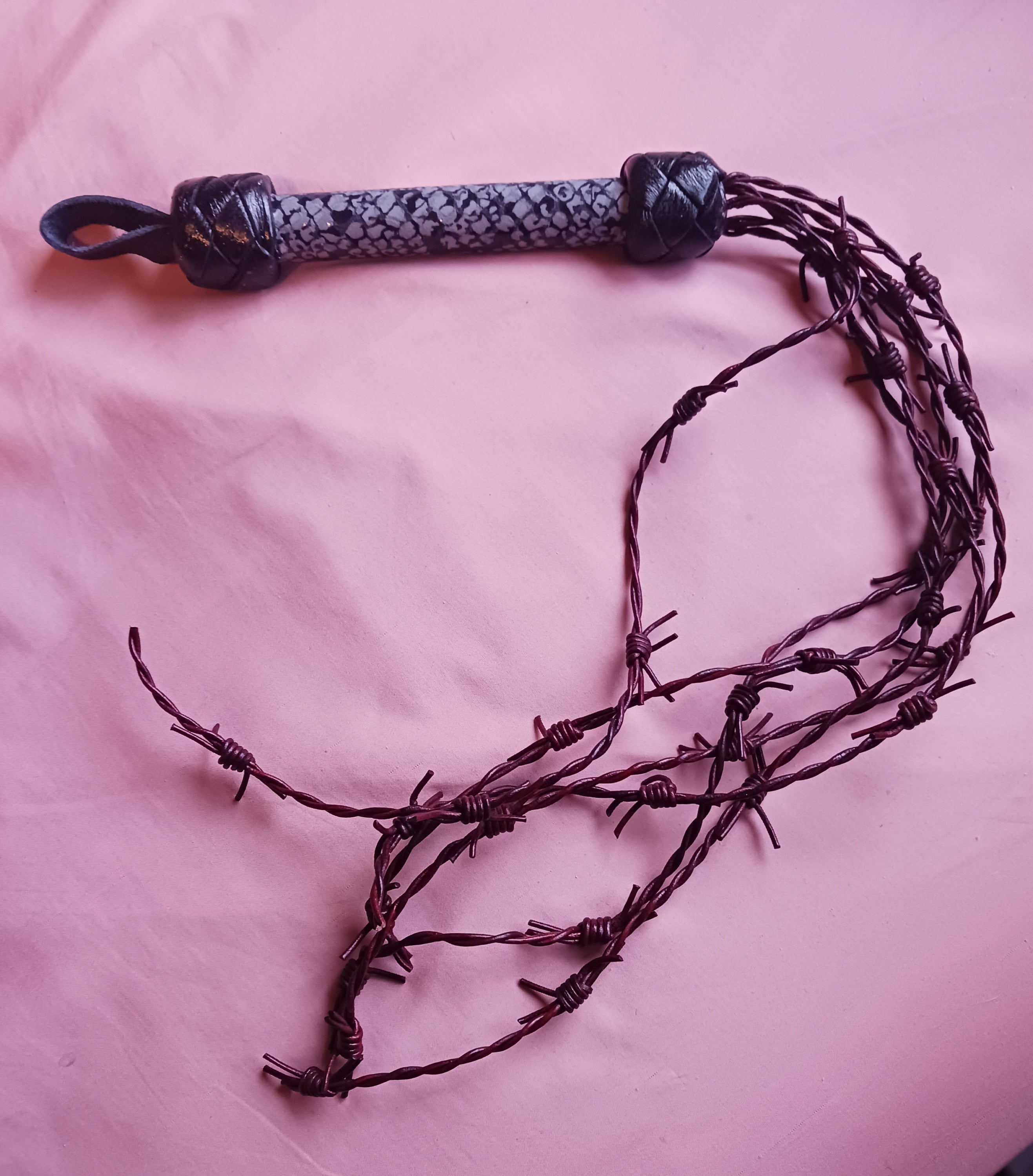 Knotted Hemp Rope Flogger, BDSM Flogger w/ Exotic Hardwood Handle