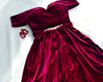 Rode avondjurk Fluwelen jurk lange spleet baljurk Avondjurk Fluwelen maxi jurk Sexy avondjurk Rood formele jurk Rood bruidsjurk