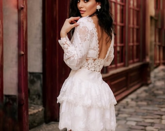 lace corset homecoming dress Berylove Women Pink A-Line Homecoming Dress Lace Corset Tiered Ruffle Strapless Short Party Dress with Sequins, Pink / US10 main image 0