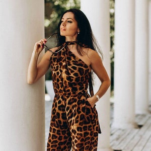 Romper women Overalls for women Leopard wedding jumpsuit Sleeveless jumpsuit Overalls for women Casual jumpsuits for women zdjęcie 1