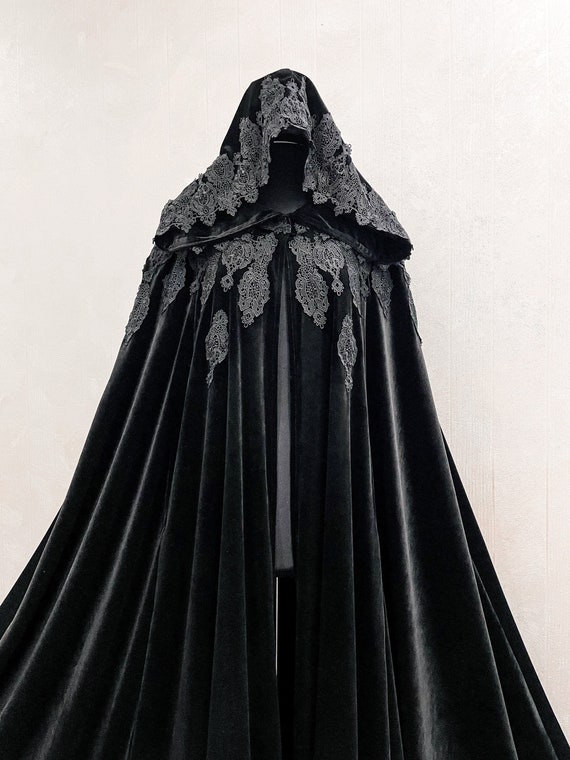 fantoom genie Assimileren Zwarte cape halloween Velvet Cloak Theater mantel Hooded - Etsy België