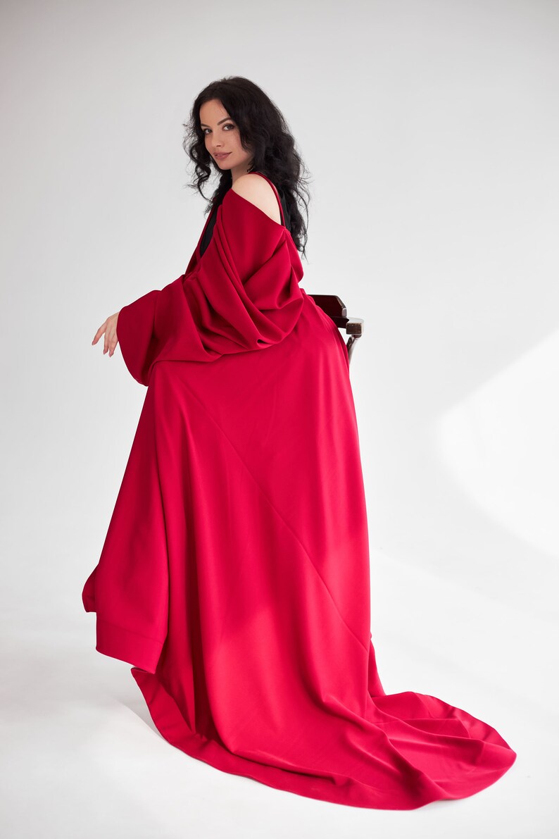 Red Wedding Cloak Chic Bridal Cape and Halloween Costume image 9