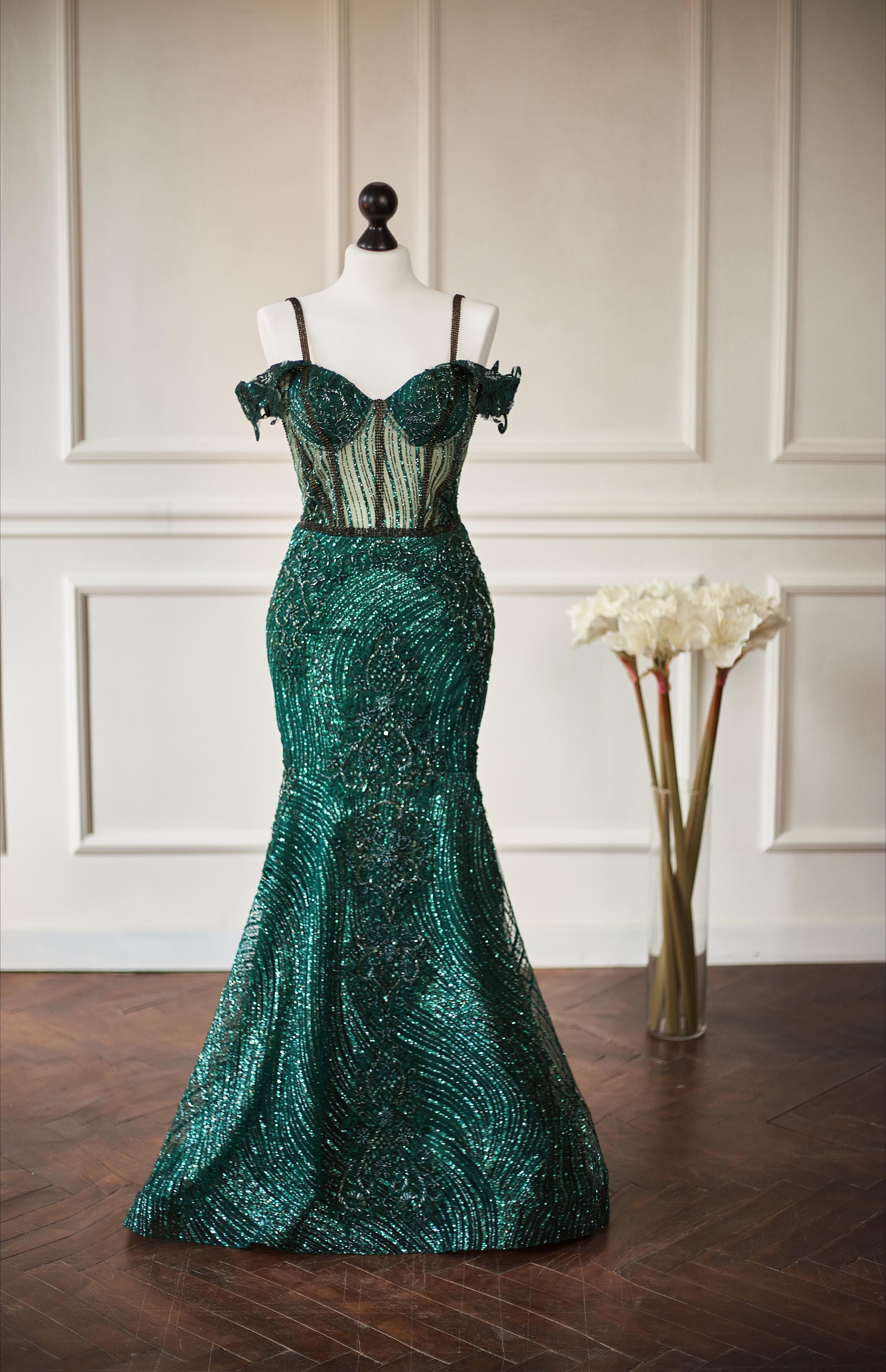 Dark Green Mermaid Prom Dress - Etsy