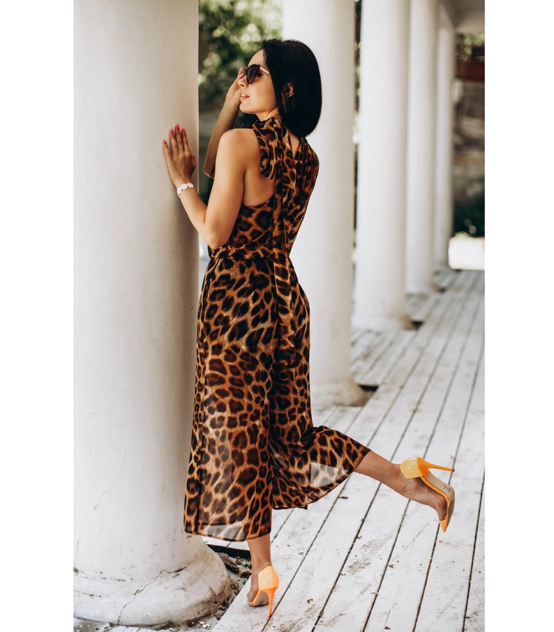 Romper women Overalls for women Leopard wedding jumpsuit Sleeveless jumpsuit Overalls for women Casual jumpsuits for women zdjęcie 3