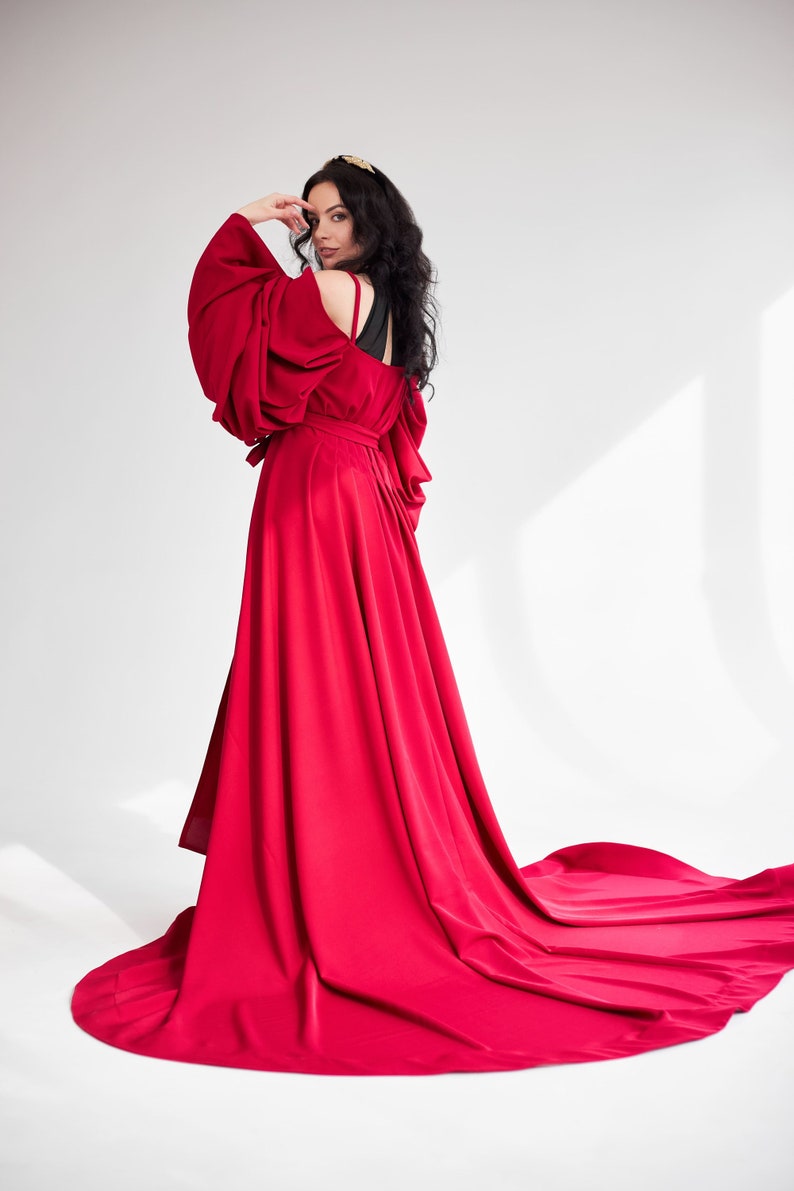 Red Wedding Cloak Chic Bridal Cape and Halloween Costume image 5