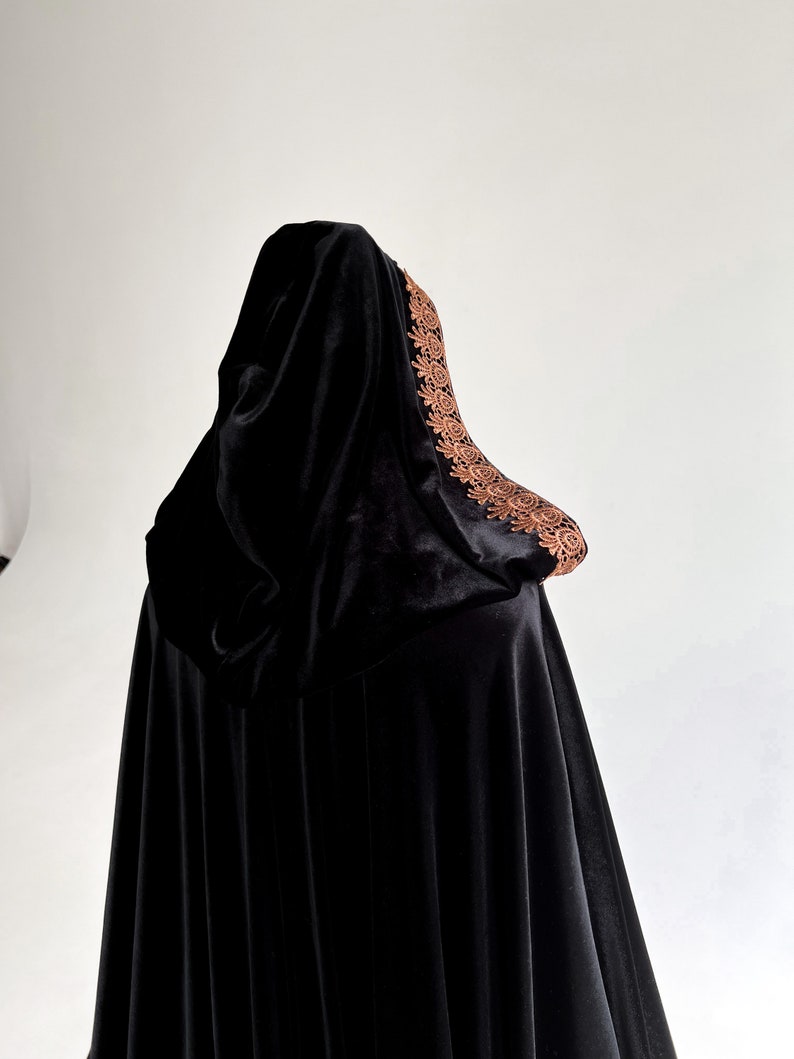 Black Cape Halloween Velvet Cloak Theater Cloak Hooded Cloak Halloween ...