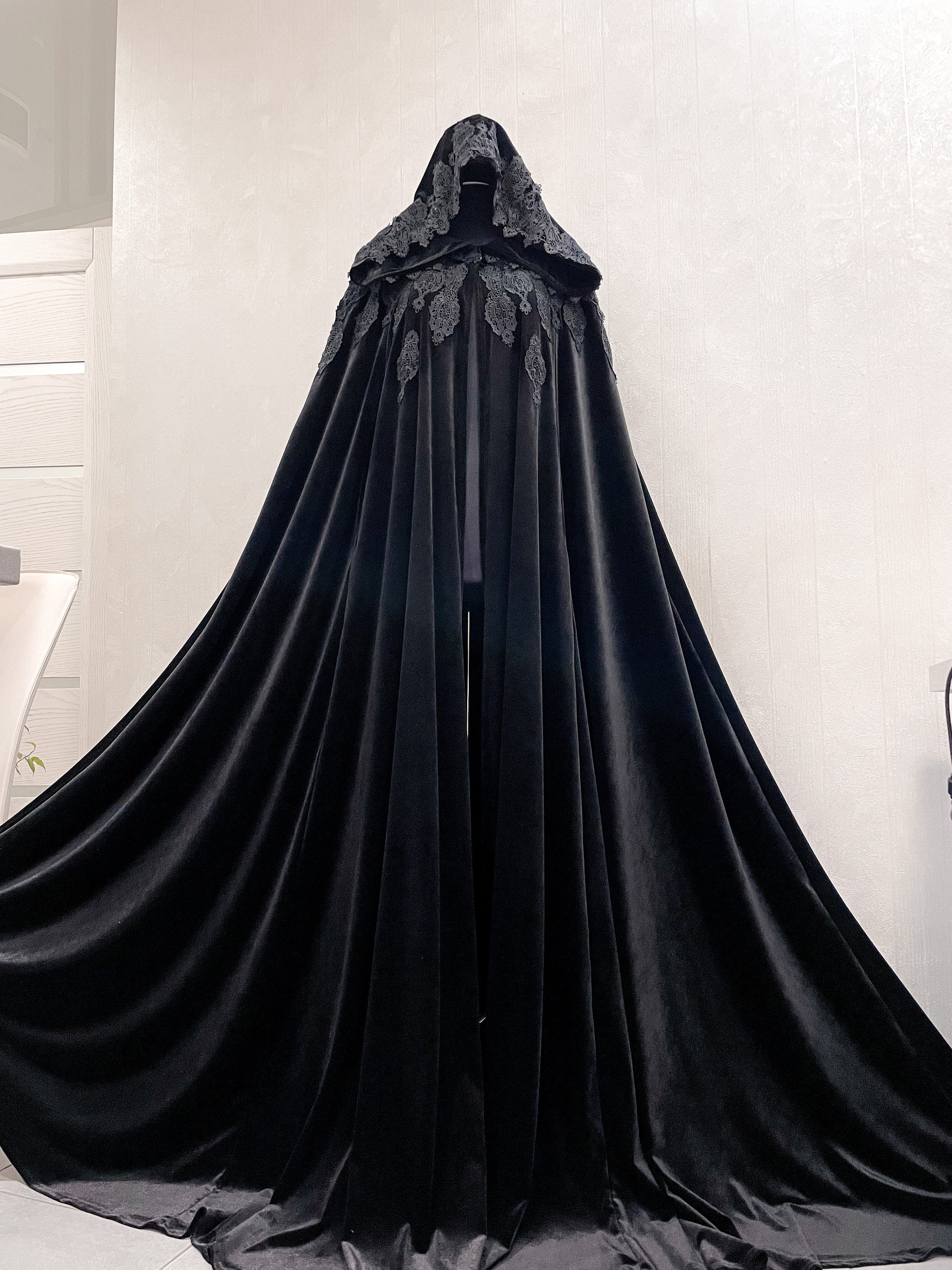 floor length black cloak