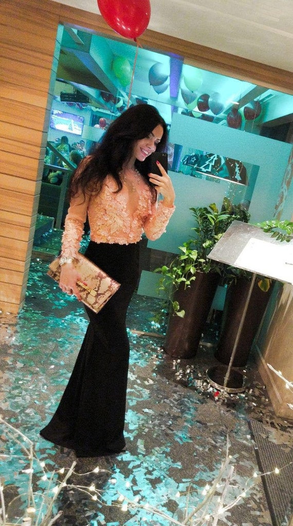 Vestido de bola negro Vestido largo de noche Sirena vestido