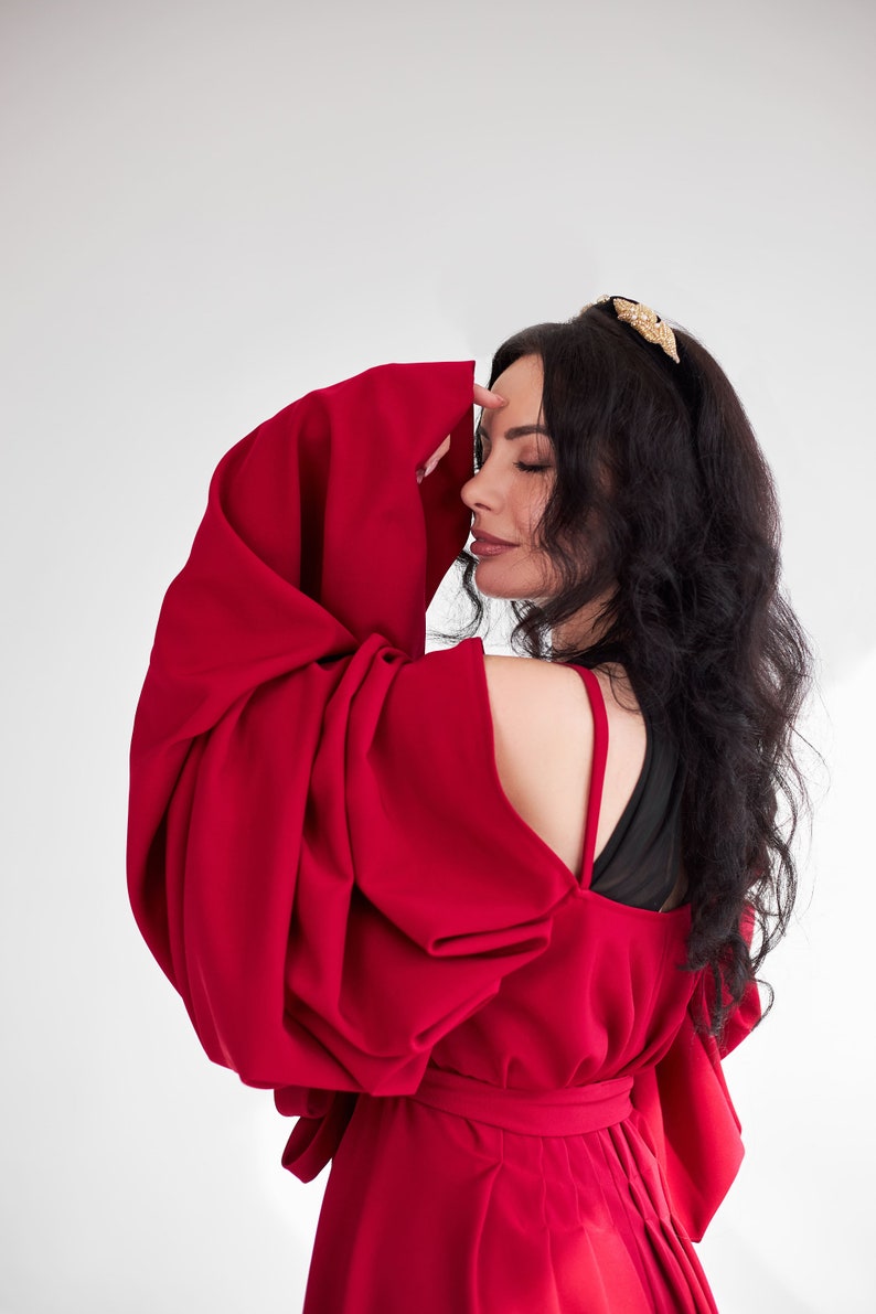Red Wedding Cloak Chic Bridal Cape and Halloween Costume image 6
