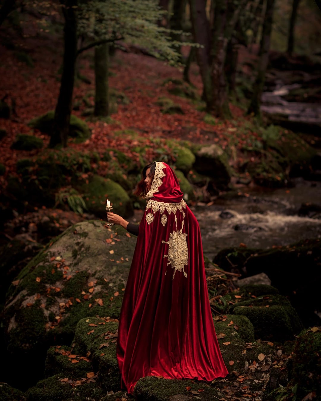 Velvet Cloak Unisex Hooded Cape - Perfect For Witch, Vampire, Monk Halloween Or Book Week Costumes Wizard Cloak - Foto 11