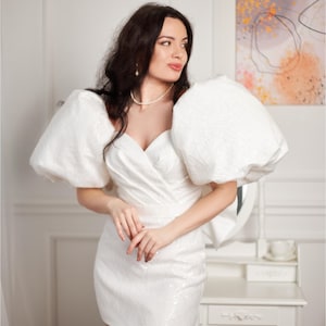 Short wedding dress Bridal shower dress Bridal gown mini White midi dress Custom wedding dress image 9