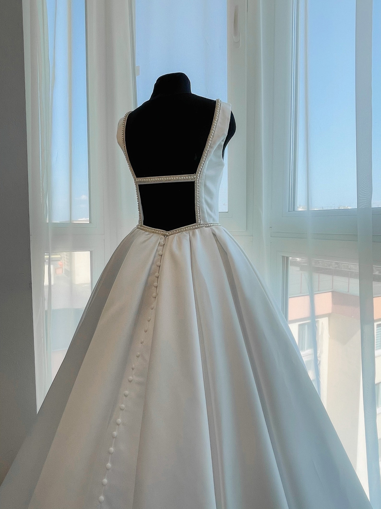 Satin Wedding Dress Unique Wedding Dress Open Back Ball Wedding Dress ...