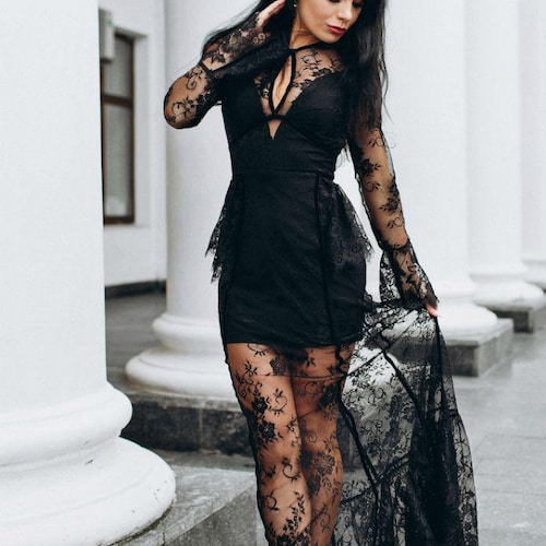blue boho maxi dress and White Print Tassel Tie with Wide Sleeves – Amanda Jean NYC A figure flattering silhouette supplier_HuaYi Black Midi Dress Black Size:44/XL