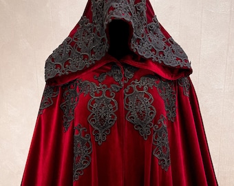 Hooded crush velvet Black and redロングマント Amazon.co.jp: [Tfshinonome] ロングマント ブラック ワイン