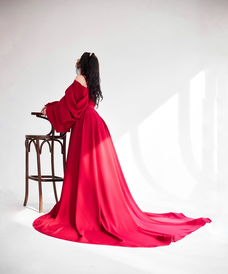 Red Wedding Cloak Chic Bridal Cape and Halloween Costume image 1