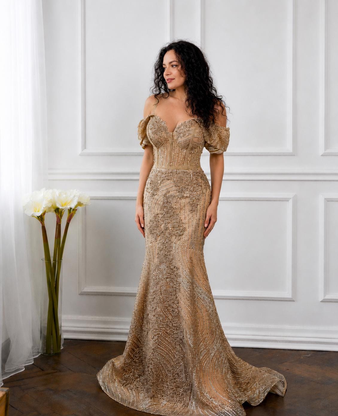 Gold Mermaid Wedding Gown